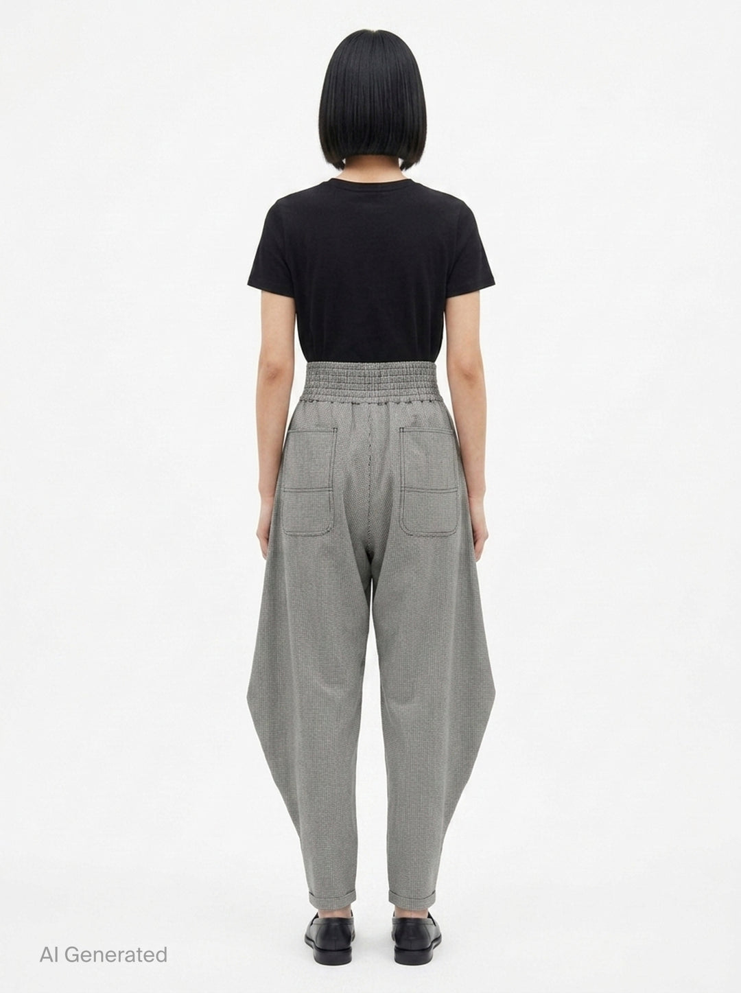 Houndstooth Wide-Leg Pants | Comme des Garçons Black | Club21 - back