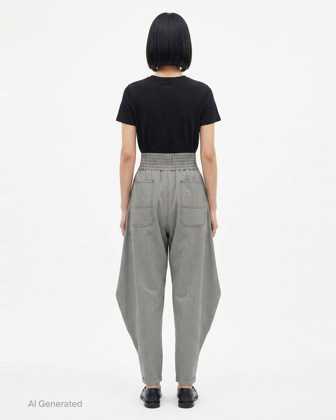 Houndstooth Wide-Leg Pants | Comme des Garçons Black | Club21 - back