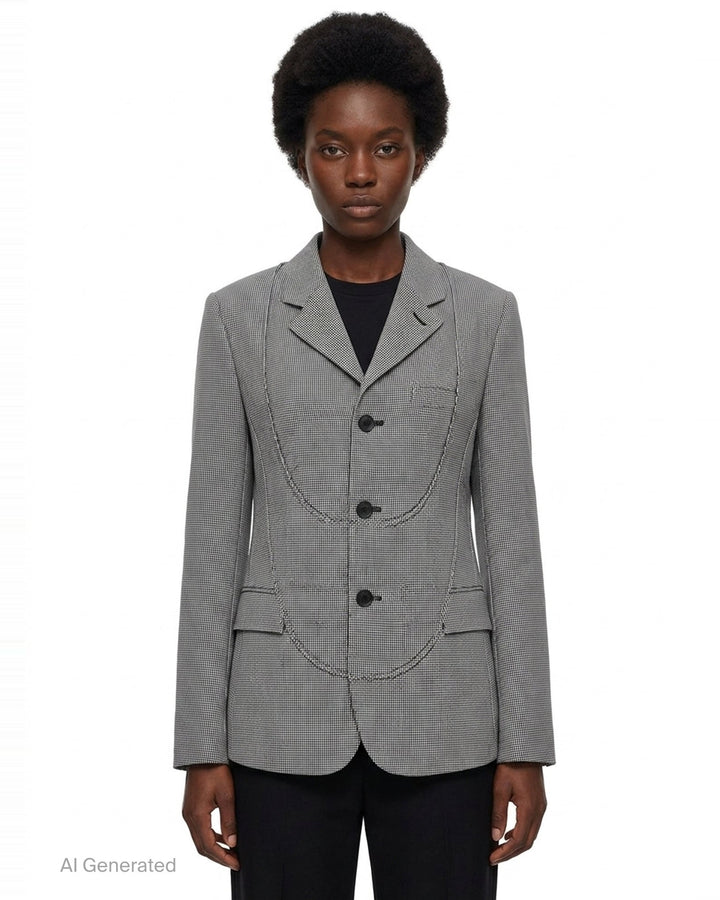 Houndstooth Wool Blend Blazer | Comme des Garçons BLACK | Club21 - front