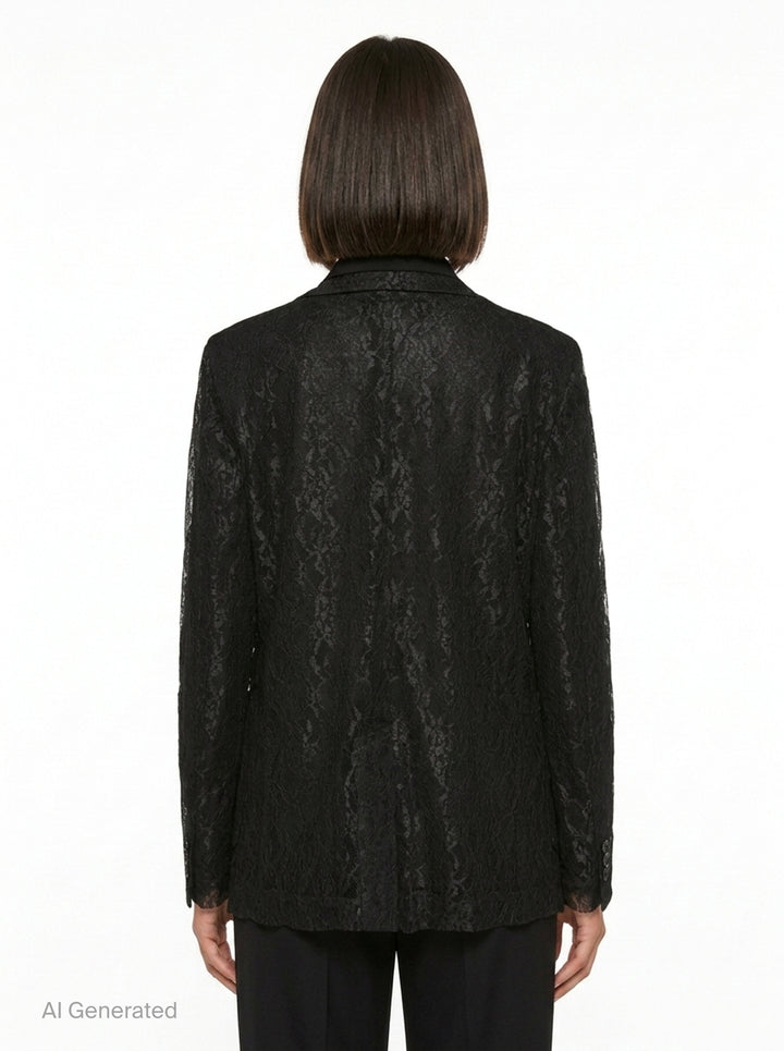 Black Lace Tailored Blazer | Comme des Garçons | Club21 - back