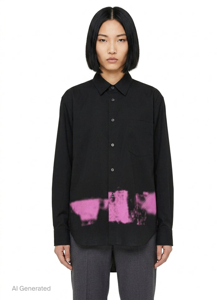 Pink Spray Print Long Sleeve Shirt | Comme des Garçons Black | Club21 - front