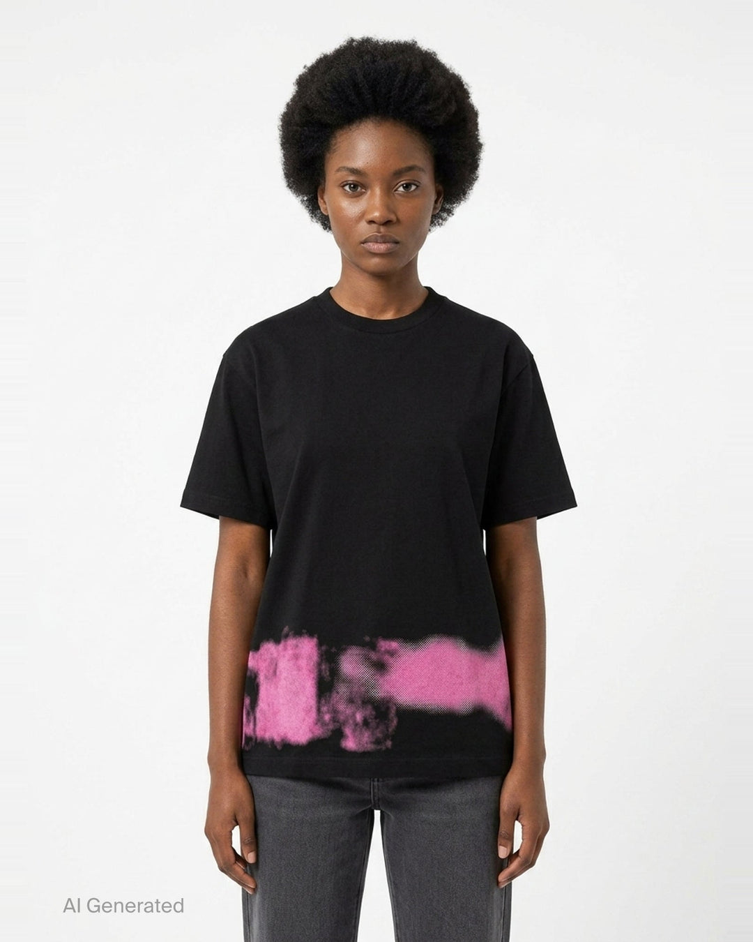Pink Spray Print Tee | Comme des Garçons BLACK | Club21 - front