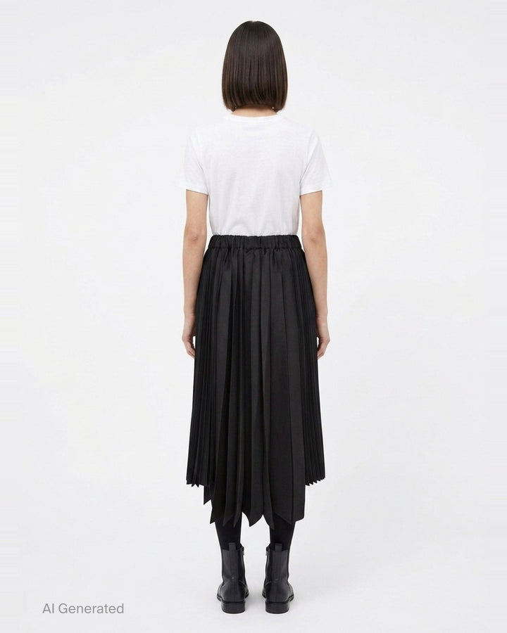 Pleated Asymmetric Midi Skirt | Comme des Garçons Black | Club21 - back