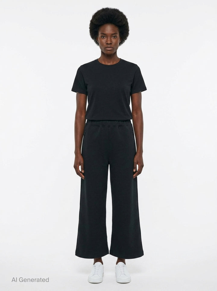 Polyester Jersey Wide-Leg Pants | Comme des Garçons Black | Club21 - front