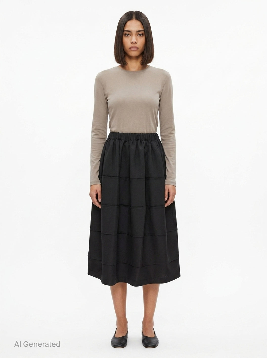 Quilted Panelled Midi Skirt | Comme des Garçons Black | Club21 - front
