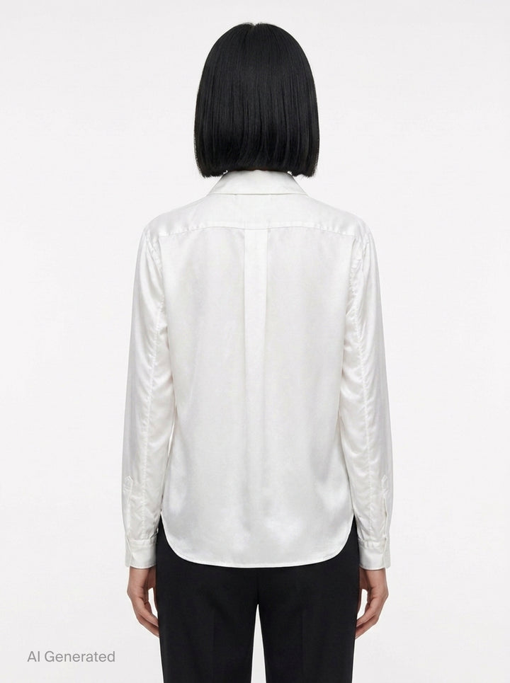 Satin Ruffle Bow Long Sleeve Shirt | BLACK Comme des Garçons | Club21 - back
