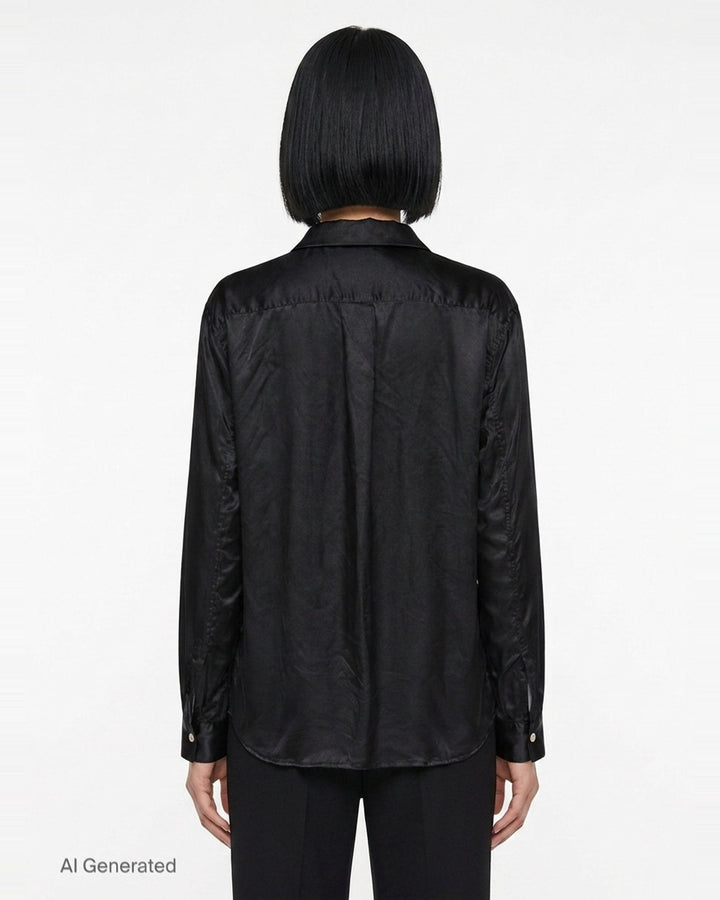 Satin Ruffle Bow Long Sleeve Shirt | BLACK Comme des Garçons | Club21 - back