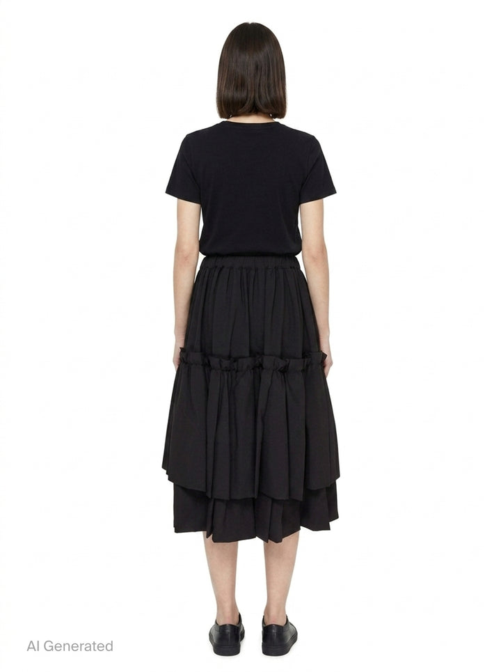 Tiered Ruffle Midi Skirt | Comme des Garçons Black | Club21 - back