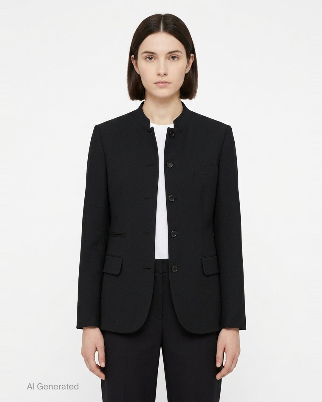 Wool Gabardine Mandarin Collar Jacket | Comme des Garçons Black | Club21 - front