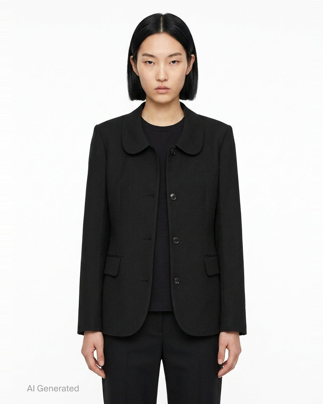 Wool Tropical Peter Pan Collar Jacket | Comme des Garçons BLACK | Club21 - front