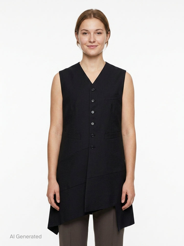Asymmetric Longline Button Vest | Comme des Garçons Comme des Garçons | Club21 - front