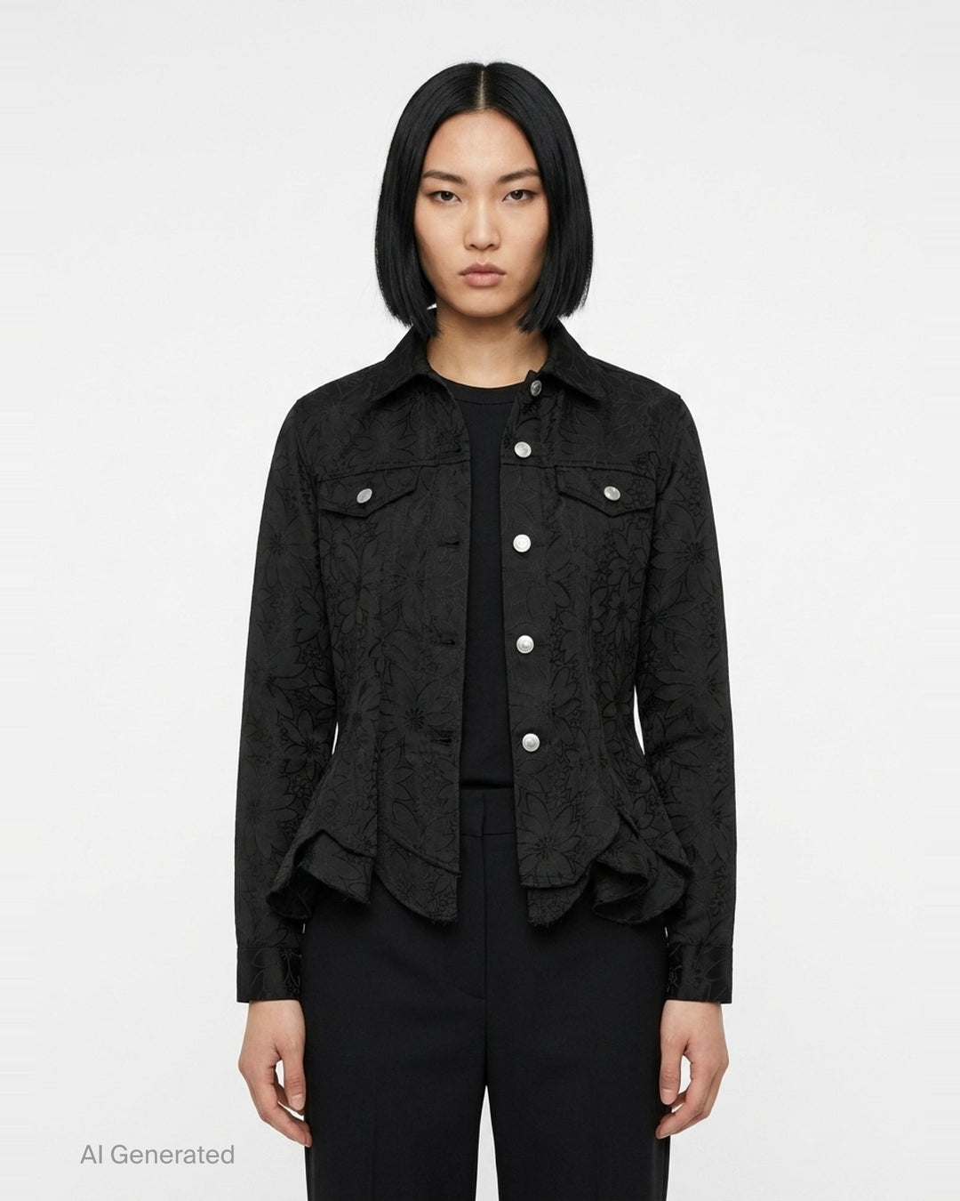 Floral Jacquard Layered Button-Up Jacket | Comme des Garçons Comme des Garçons | Club21 - front