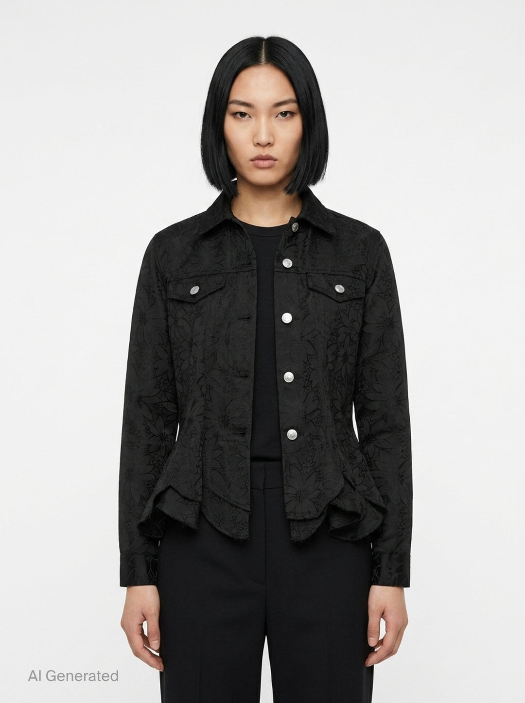 Floral Jacquard Layered Button-Up Jacket | Comme des Garçons Comme des Garçons | Club21 - front
