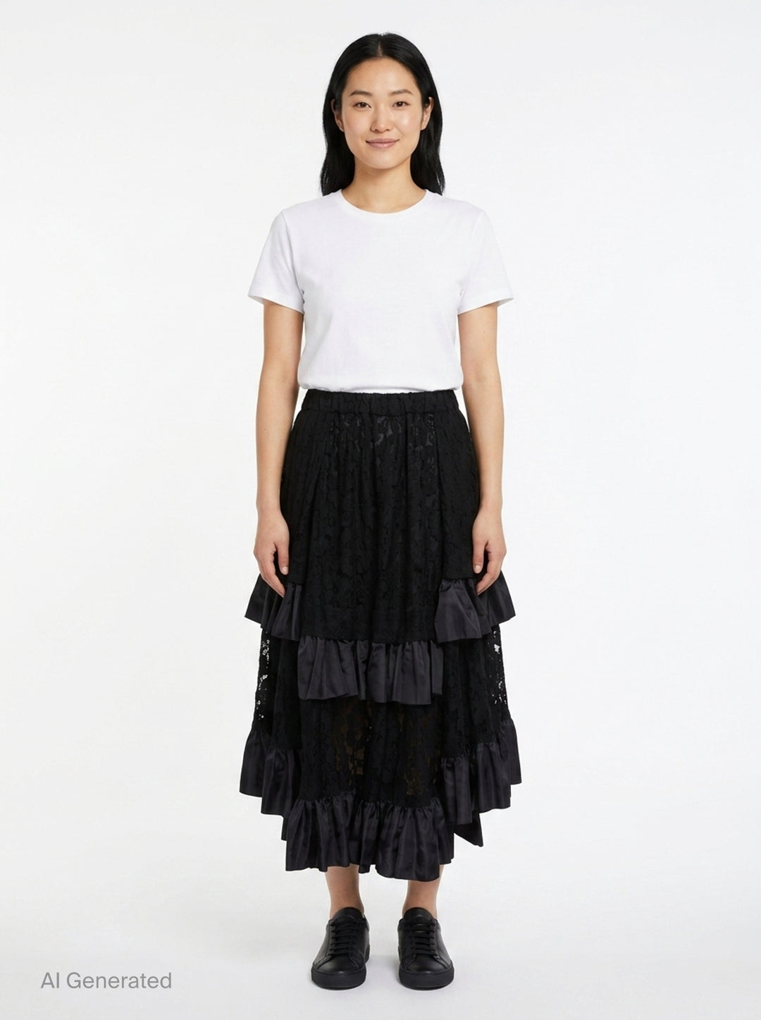 Lace Ruffle Midi Skirt | Comme des Garçons Comme des Garçons | Club21 - front
