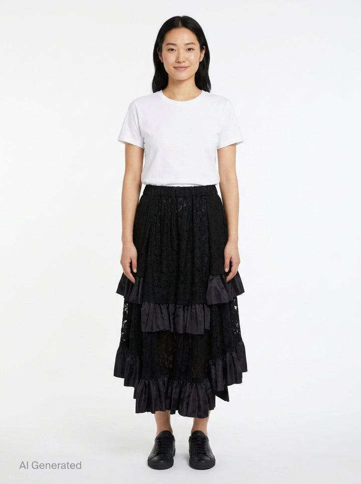 Lace Ruffle Midi Skirt | Comme des Garçons Comme des Garçons | Club21 - front