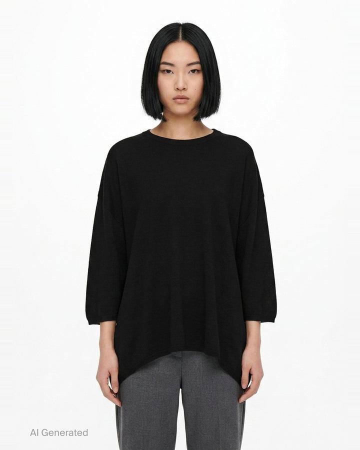 Oversized Curved Hem Knit Top | Comme des Garçons Comme des Garçons | Club21 - front