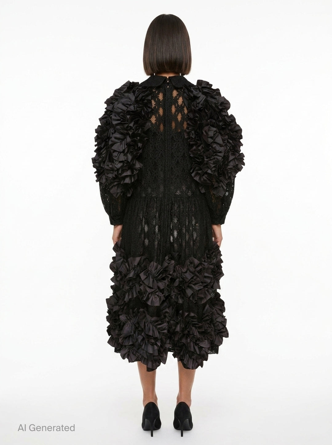 Puffed Sleeve Lace Ruffle Dress | Comme des Garçons Comme des Garçons | Club21 - back