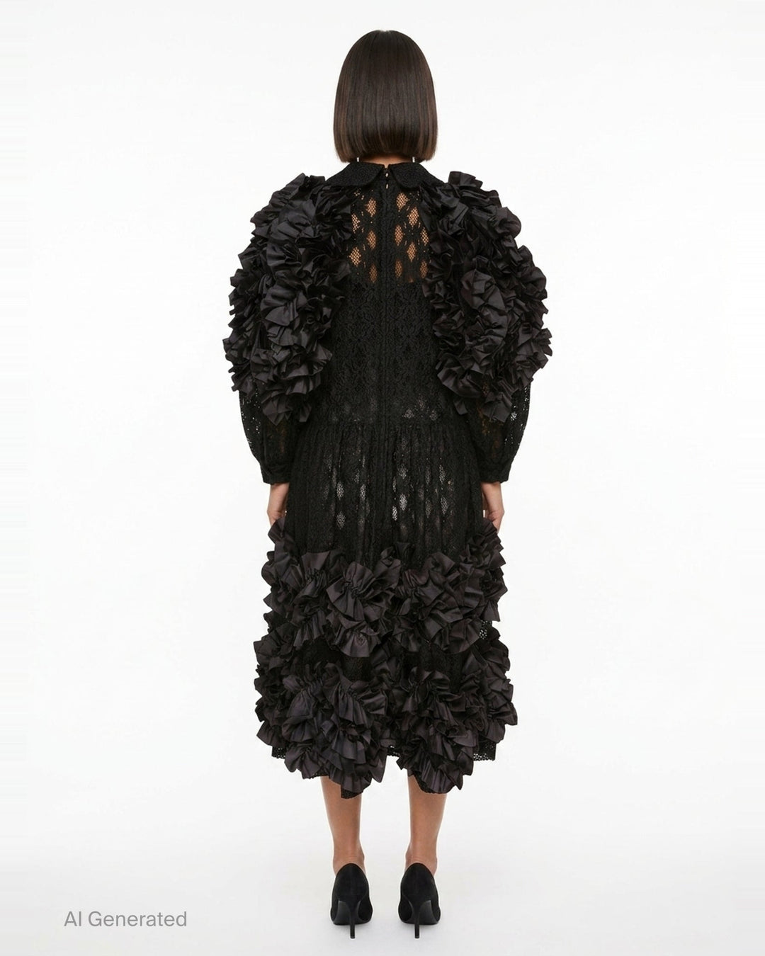 Puffed Sleeve Lace Ruffle Dress | Comme des Garçons Comme des Garçons | Club21 - back