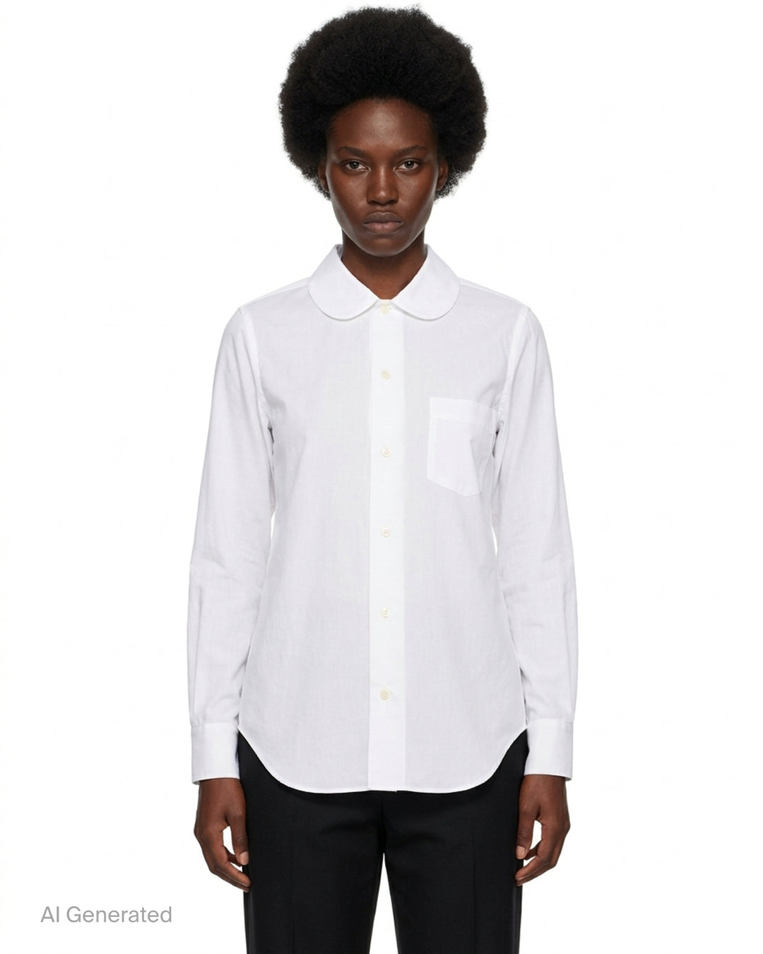 Red semi-sheer Comme des Garçons Comme des Garçons button-down shirt with a rounded collar, white buttons and a chest pocket - front