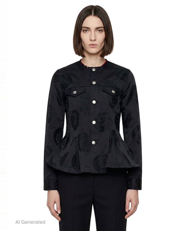 Ruffled Satin Appliqué Blazer | Comme des Garçons | Club21 - front