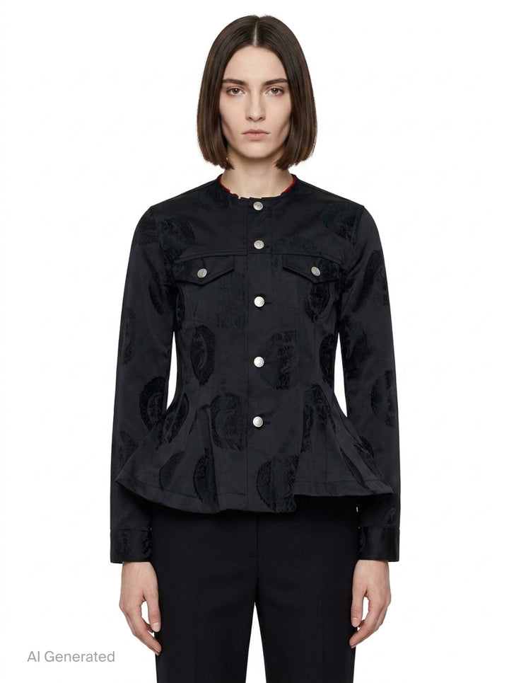 Ruffled Satin Appliqué Blazer | Comme des Garçons | Club21 - front