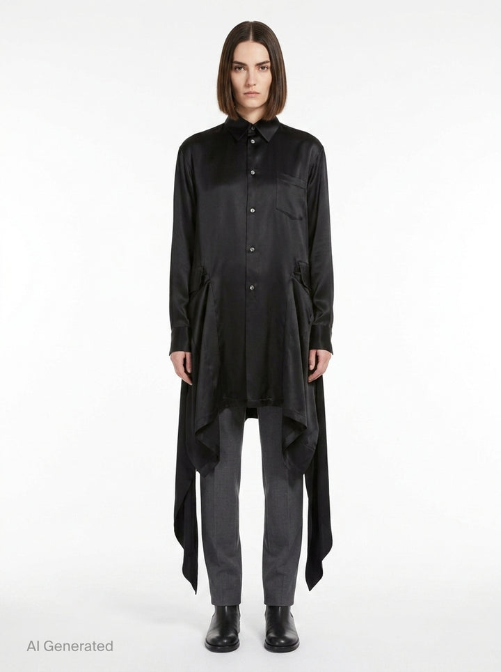 Satin Rounded Collar Blouse | Comme des Garçons Girl | Club21 - front