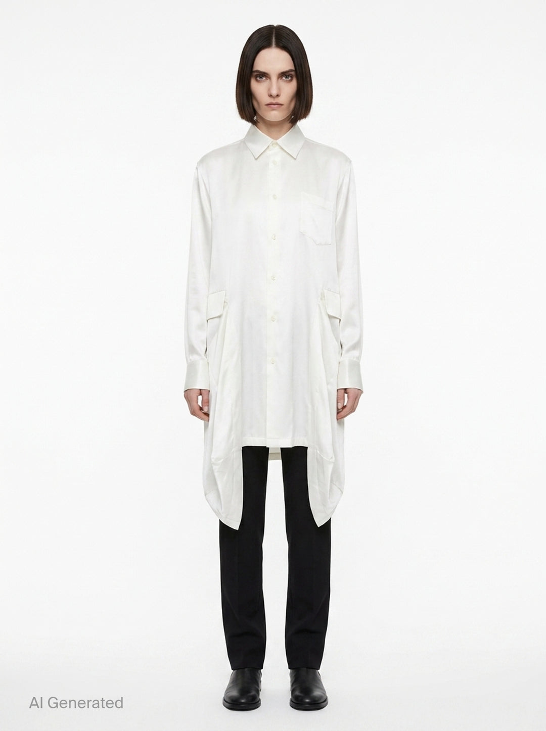 Satin Rounded Collar Blouse | Comme des Garçons Girl | Club21 - front