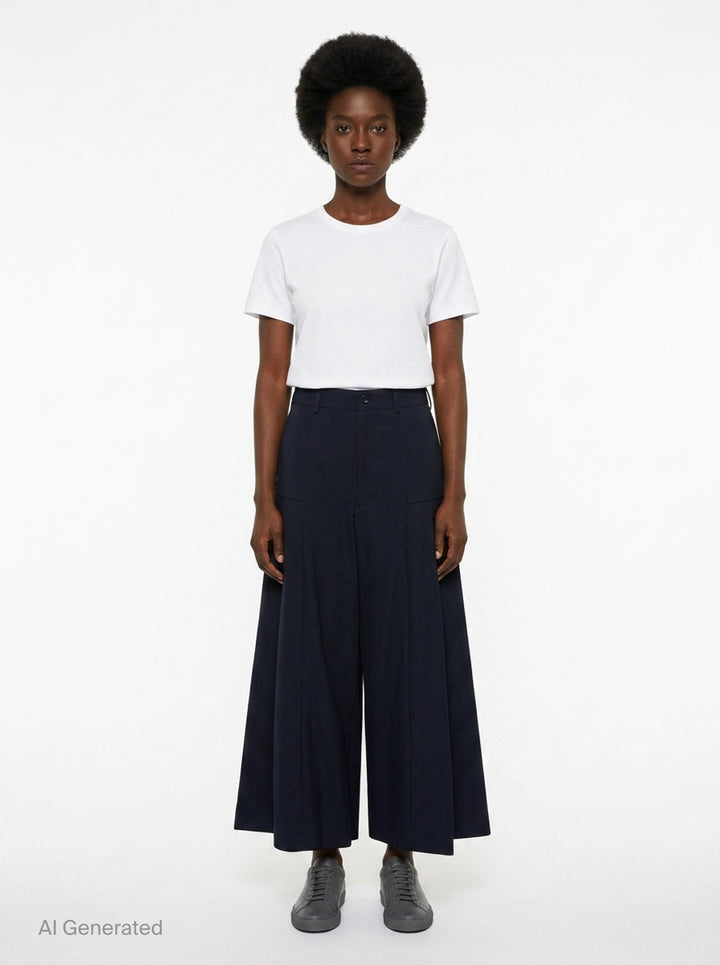 Wide-Leg Pleated Flare Trousers | Comme des Garçons Comme des Garçons | Club21 - front