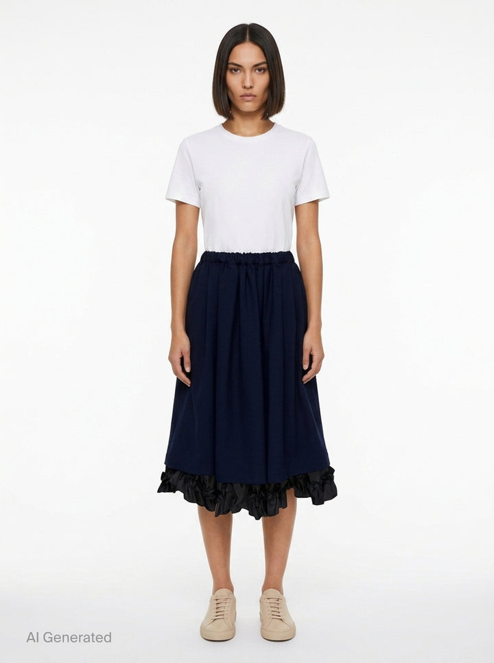 Pleated Drawstring Midi Skirt | Comme des Garçons | Club21 - front