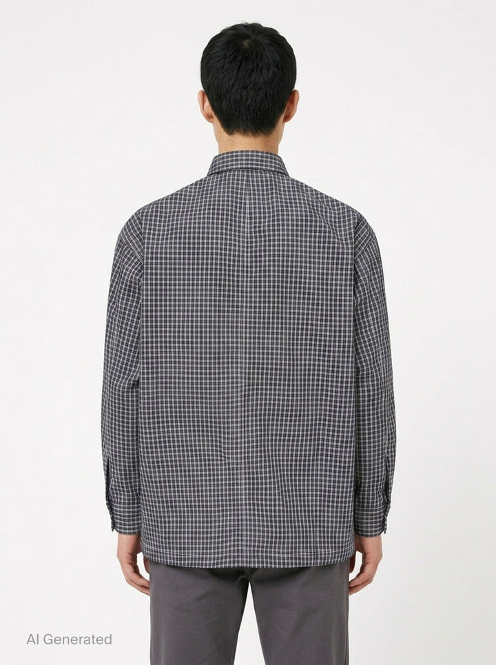 Cotton Check Long Sleeve Shirt | Comme des Garçons Homme | Club21 - back