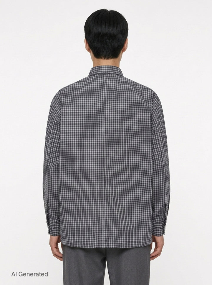 Cotton Check Long Sleeve Shirt | Comme des Garçons Homme | Club21 - back