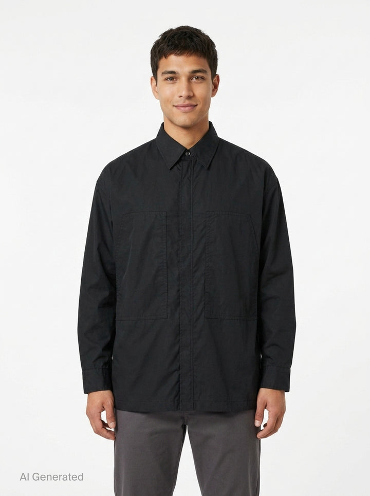 Cotton Compact Twill Long Sleeve Shirt | Comme des Garçons Homme | Club21 - front
