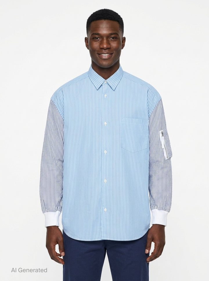 Cotton Stripe Long Sleeve Shirt | Comme des Garçons Homme | Club21 - front