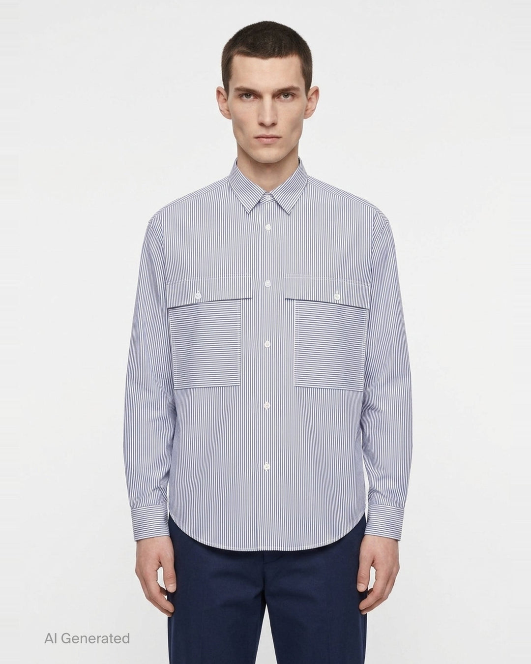 Cotton Stripe Long Sleeve Shirt | Comme des Garçons Homme | Club21 - front