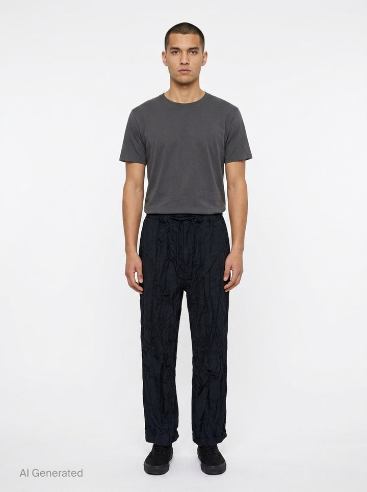 Crinkled Drawstring Pants | Comme des Garçons Homme | Club21 - front