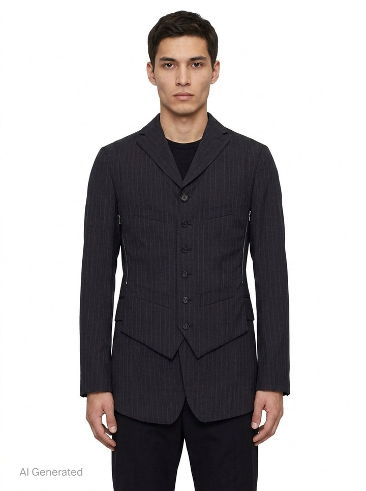 Dobby Stripe Wool Jacket | Comme des Garçons Homme Deux | Club21 - front