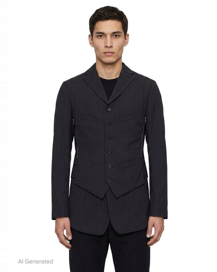 Dobby Stripe Wool Jacket | Comme des Garçons Homme Deux | Club21 - front