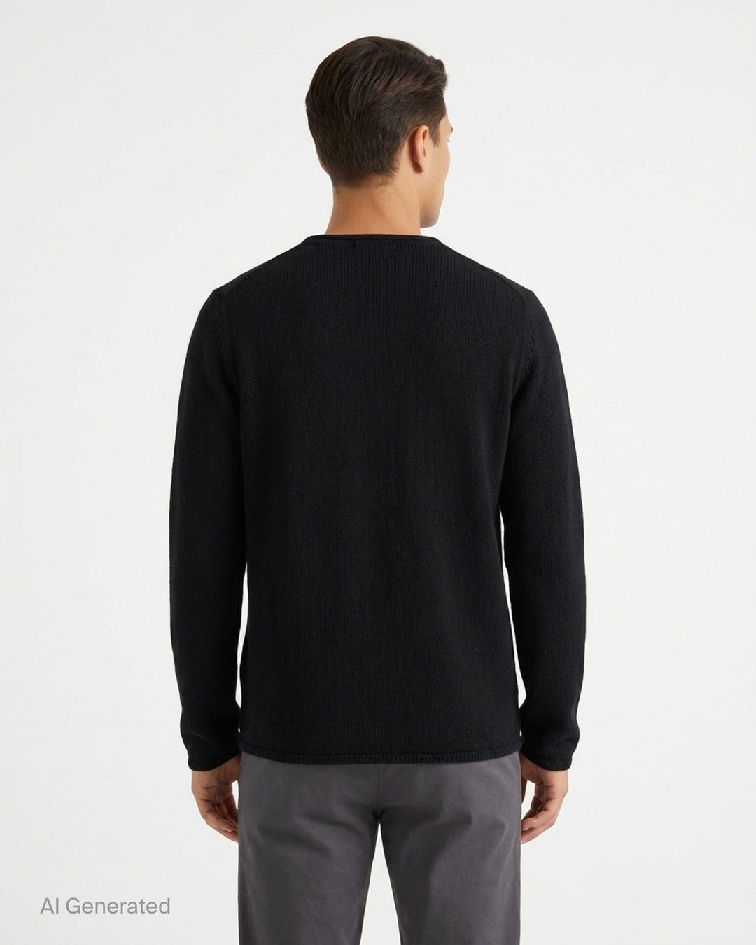Comme des Garçons Homme Deux long sleeve crew-neck sweater with geometric patchwork panels in green, burgundy and navy on a charcoal grey knit - back