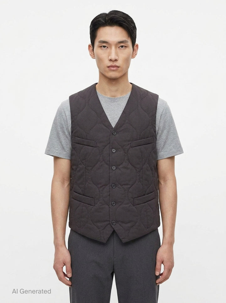 Wool Gabardine Quilted Vest | Comme des Garçons Homme Deux | Club21 - front