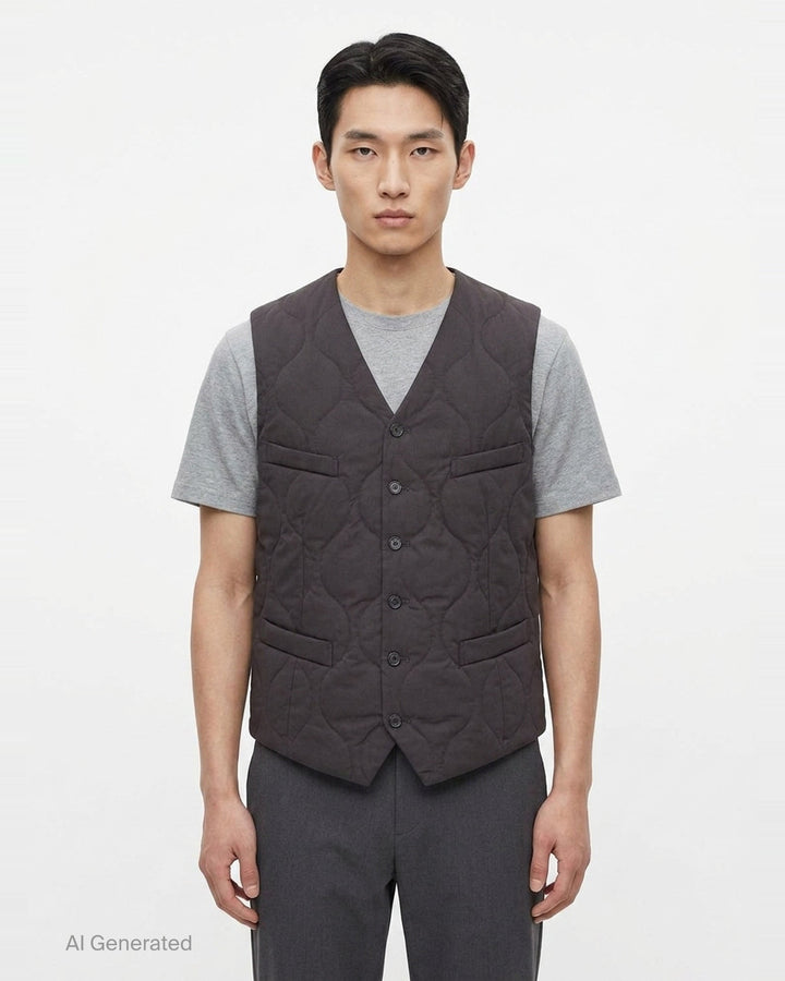Wool Gabardine Quilted Vest | Comme des Garçons Homme Deux | Club21 - front