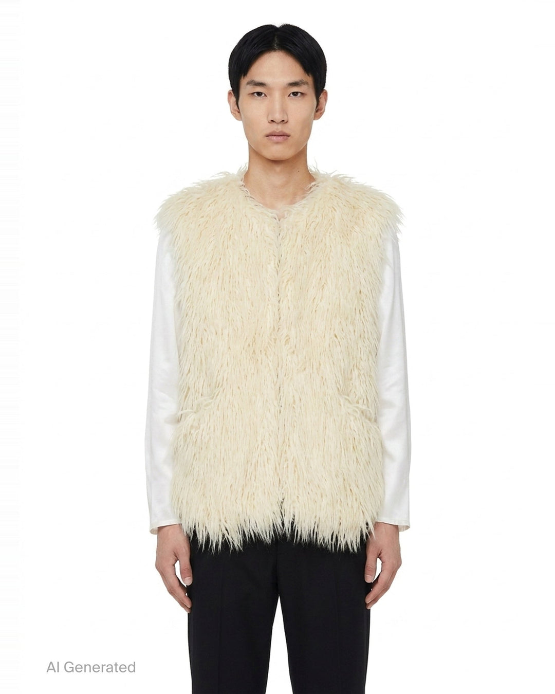 Faux Fur Contrast Sleeve Jacket | Comme des Garçons Homme Plus | Club21 - front
