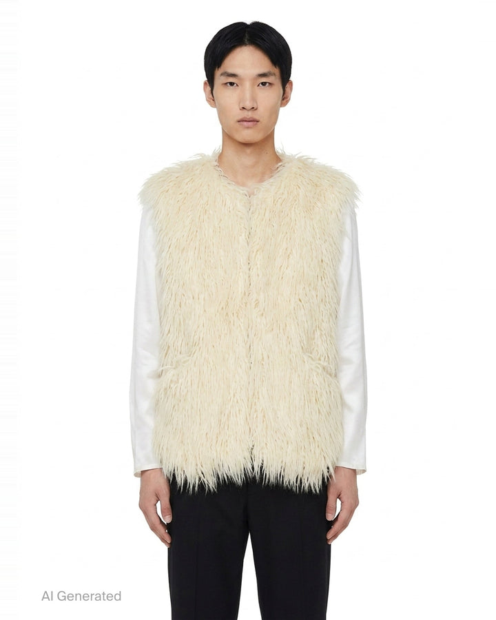 Faux Fur Contrast Sleeve Jacket | Comme des Garçons Homme Plus | Club21 - front