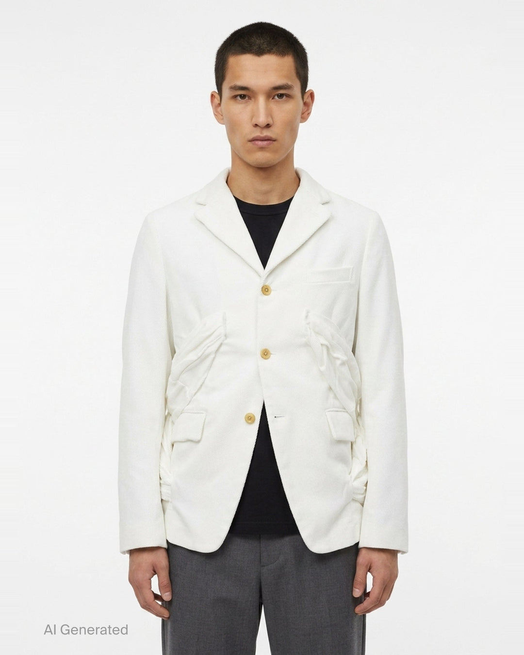 Heavy Kersey Ruched Jacket | Comme des Garçons Homme Plus | Club21 - front