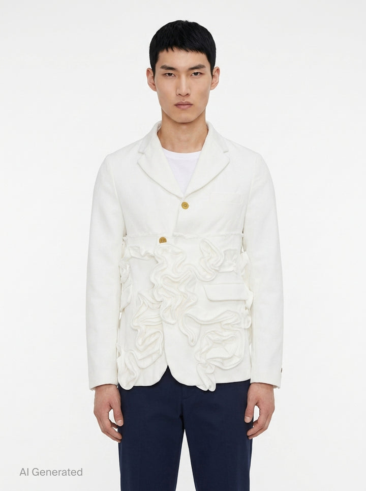 Heavy Kersey Ruffle Blazer | Comme des Garçons Homme Plus | Club21 - front