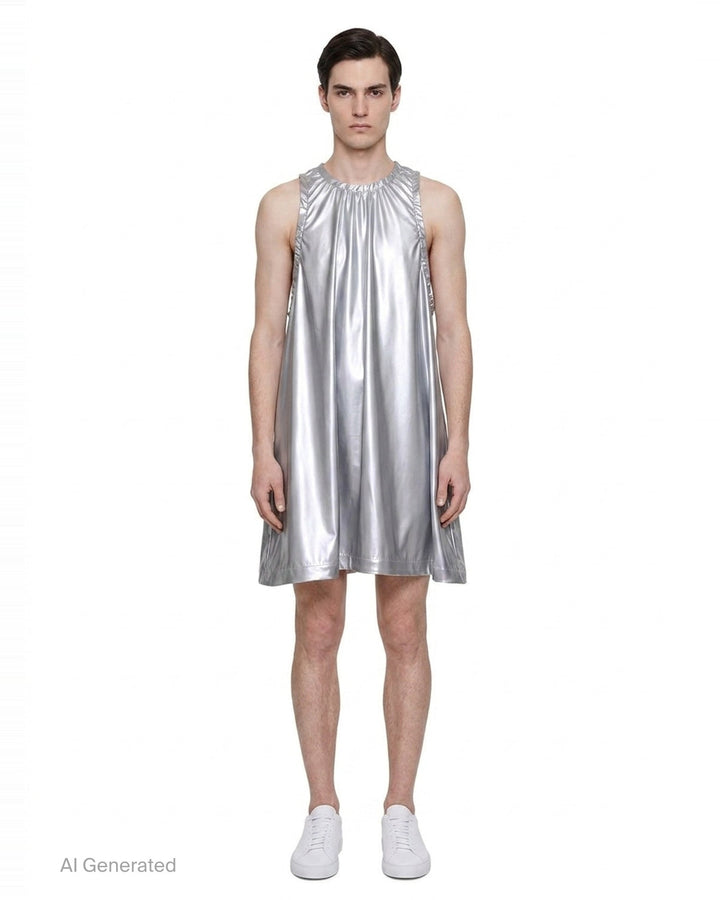 Metallic Enamel Halter Dress | Comme des Garçons Homme Plus | Club21 - front