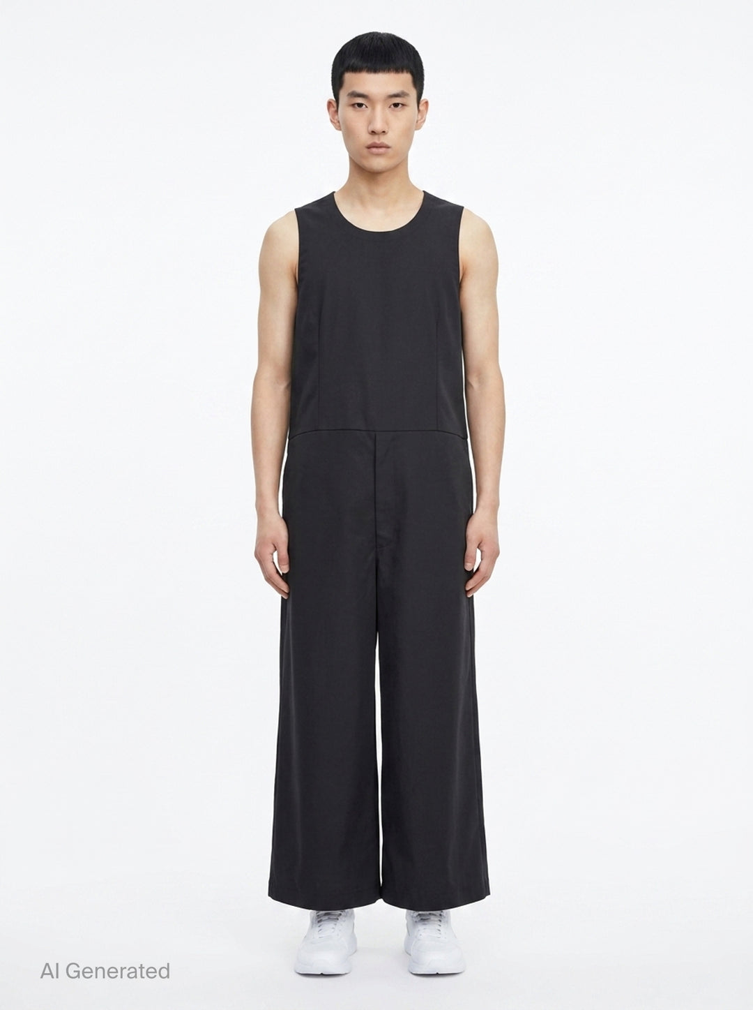 Polyester Dobby Wide-Leg Jumpsuit | Comme des Garçons Homme Plus | Club21 - front