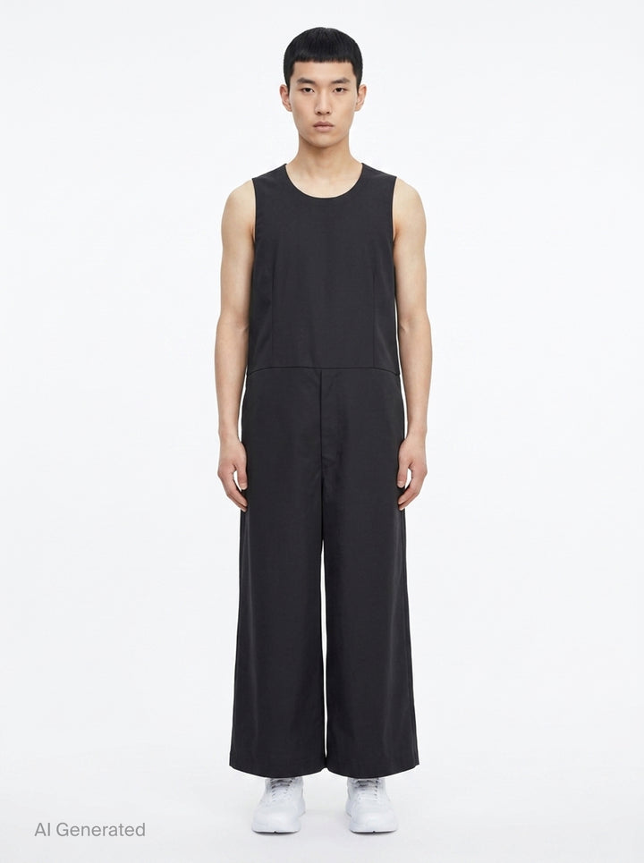 Polyester Dobby Wide-Leg Jumpsuit | Comme des Garçons Homme Plus | Club21 - front