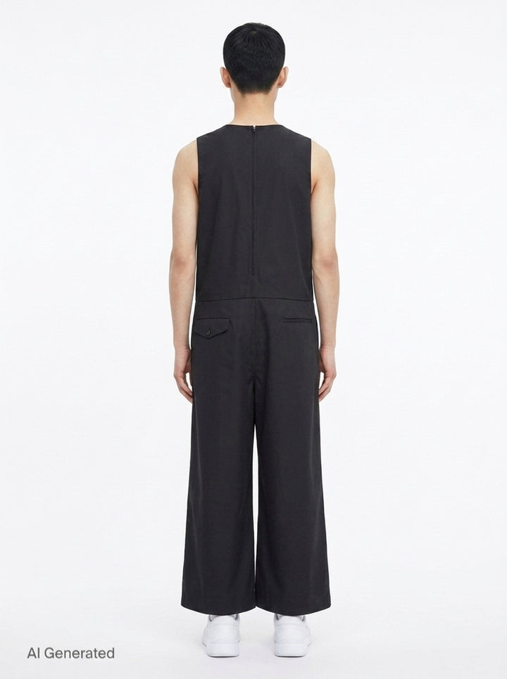 Polyester Dobby Wide-Leg Jumpsuit | Comme des Garçons Homme Plus | Club21 - back