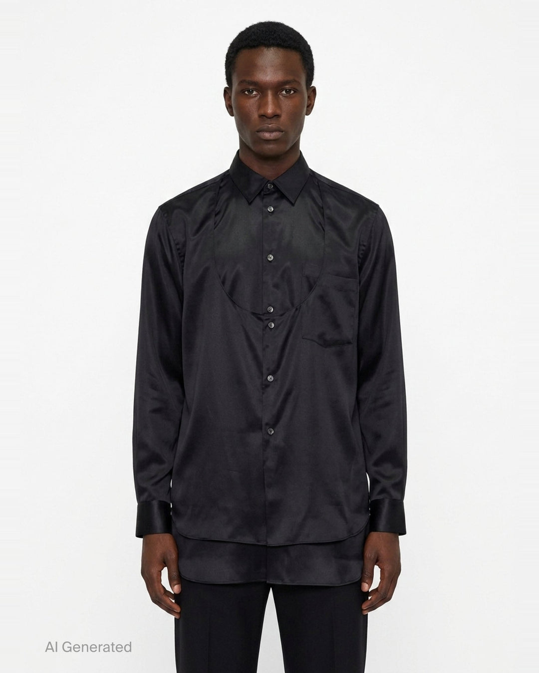 Polyester Satin Long Sleeve Shirt | Comme des Garçons Homme Plus | Club21 - front