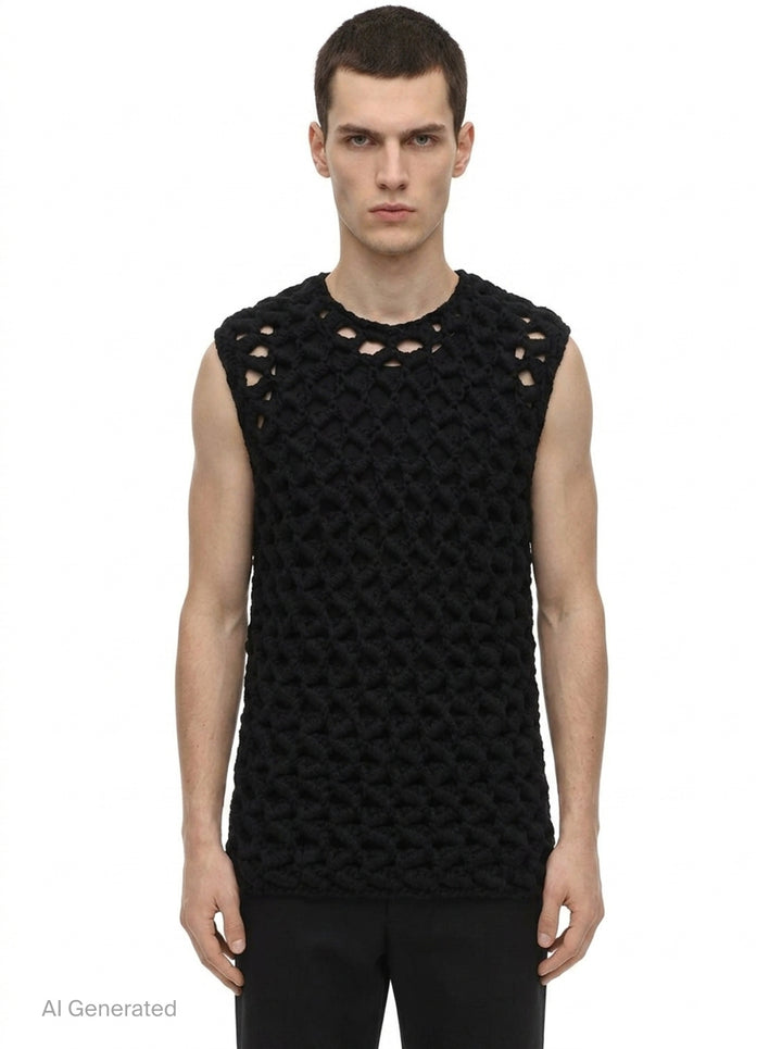 Roving Crochet Knit Vest | Comme des Garçons Homme Plus | Club21 - front
